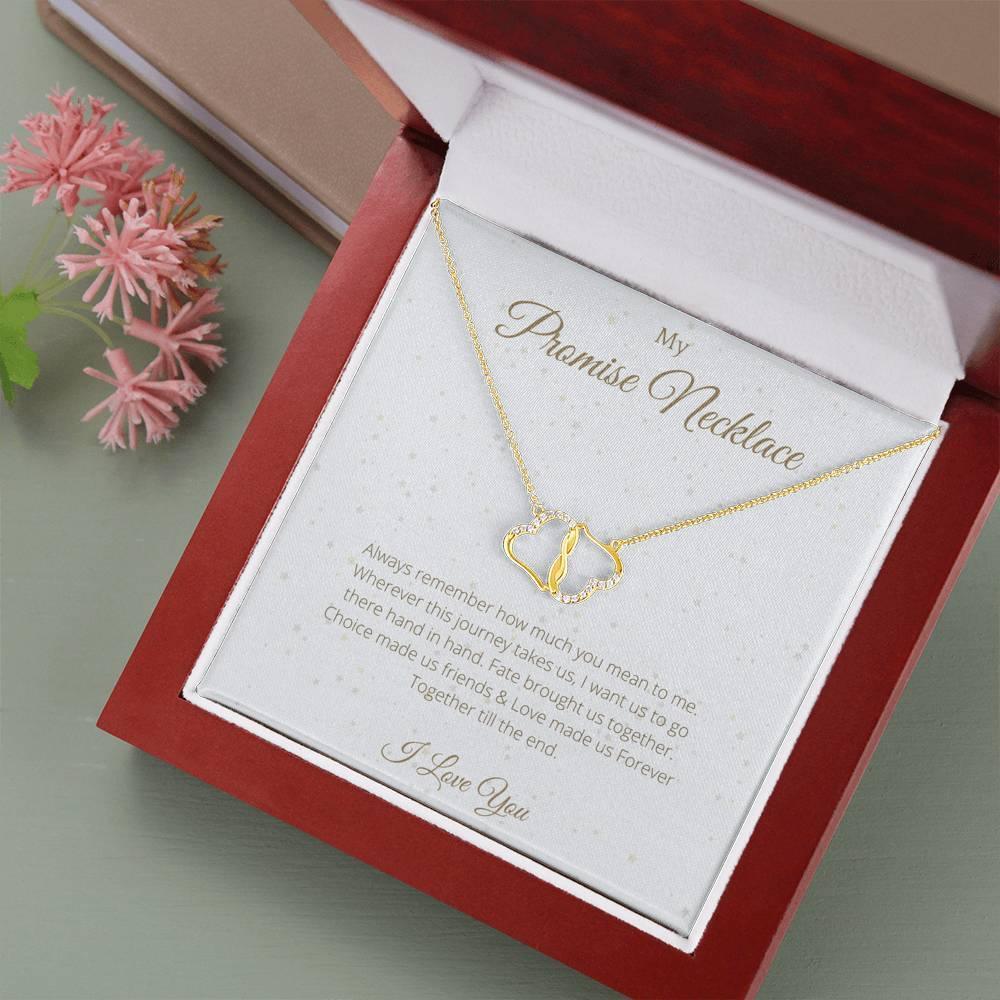 Promisse Necklace Solid Gold Necklace With Real Diamonds - 4Lovebirds