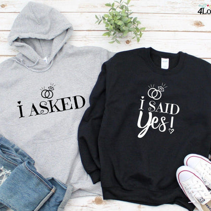 Proposal Celebration Matching Outfits: "I Asked" & "I Said Yes" Sets, Perfect Gifts - 4Lovebirds