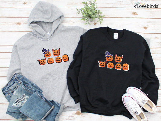 Pumpkin Hoodie, Pumpkin Sweatshirt, Jack-o-Lantern Long Sleeve Shirt, Halloween Gifts, Spooky Season, Fall Shirts, Spooky Gifts - 4Lovebirds