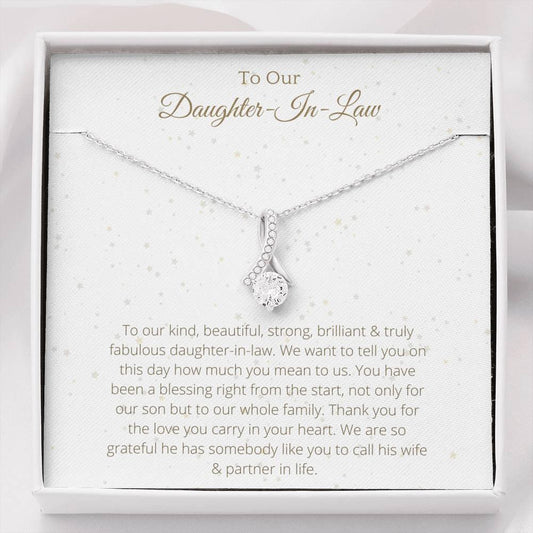 Ribbon Necklace For Daughter-In-Law - To My Daughter-In-Law Necklace Birthday Gift for Daughter-In-Law, Necklace for Daughter - 4Lovebirds