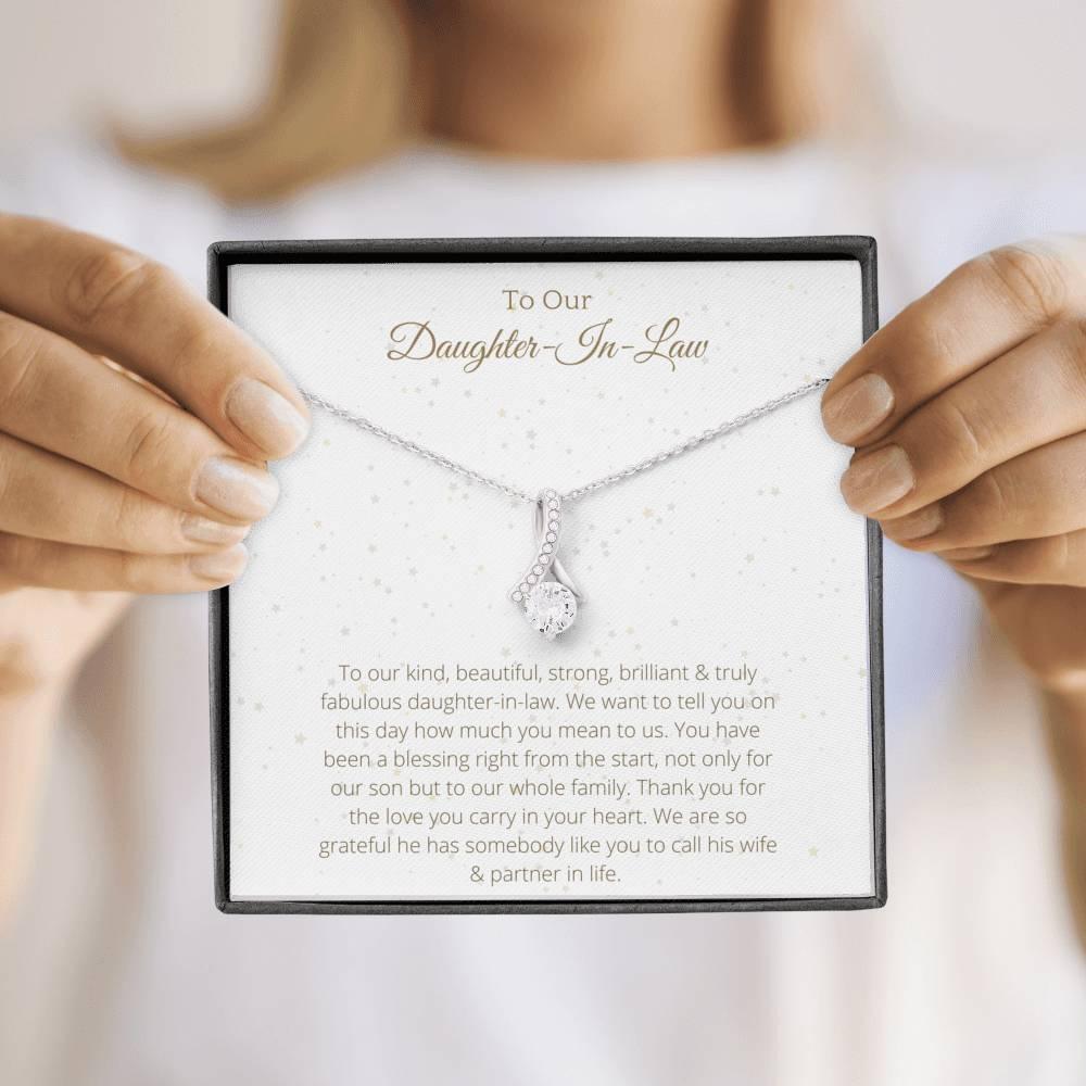 Ribbon Necklace For Daughter-In-Law - To My Daughter-In-Law Necklace Birthday Gift for Daughter-In-Law, Necklace for Daughter - 4Lovebirds