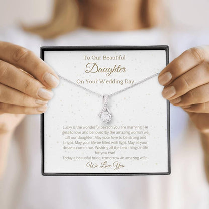 Ribbon Necklace For Daughter - To My Daughter Necklace Birthday Gift for Daughter, Necklace for Daughter, Gift for Daughter Birthday - 4Lovebirds