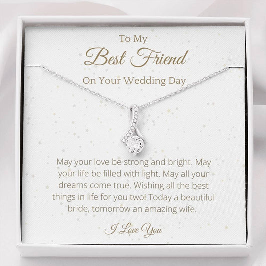 Ribbon Necklace For Friend - To My Best Friend Necklace Birthday Gift for Friend, Necklace for Bestie Friend, Gift for Friend Birthday - 4Lovebirds