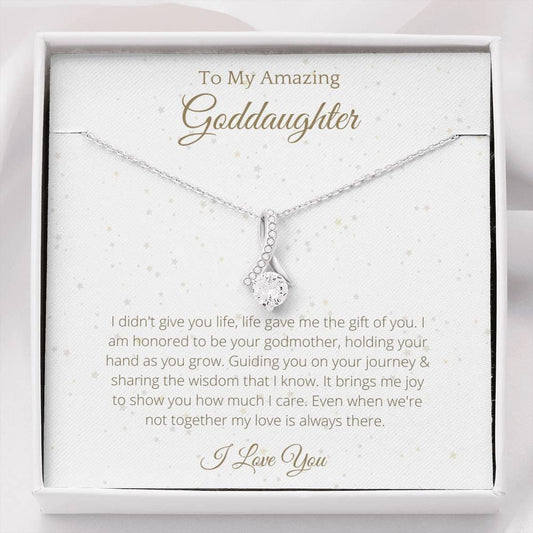 Ribbon Necklace For Goddaughter - To My Goddaughter Necklace Birthday Gift for Goddaughter, Necklace for Goddaughter - 4Lovebirds