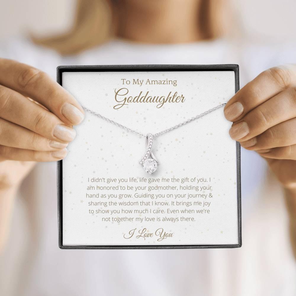 Ribbon Necklace For Goddaughter - To My Goddaughter Necklace Birthday Gift for Goddaughter, Necklace for Goddaughter - 4Lovebirds