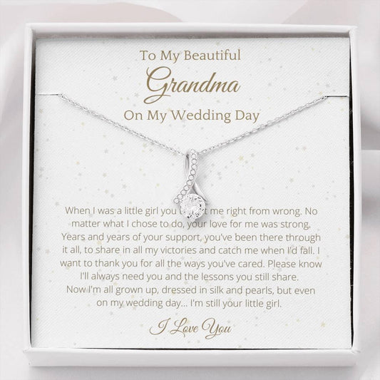 Ribbon Necklace For Grandma - To My Nana Necklace Birthday Gift for Grandma, Necklace for Grandparents, Gift for Grandma Birthday - 4Lovebirds