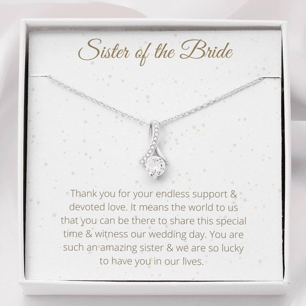 Ribbon Necklace For Sister of the Bride - To My Sister Necklace Birthday Gift for Sister of the Bride, Necklace for Sister of the Bride - 4Lovebirds