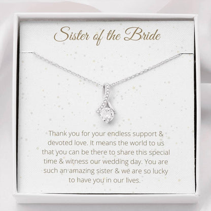 Ribbon Necklace For Sister of the Bride - To My Sister Necklace Birthday Gift for Sister of the Bride, Necklace for Sister of the Bride - 4Lovebirds