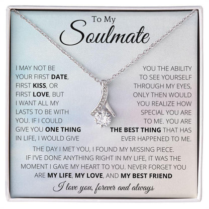 Ribbon Necklace To My Soulmate - Necklace Birthday Gift for Girlfriend, Necklace for Wife, Gift for Future Wife's Birthday - 4Lovebirds