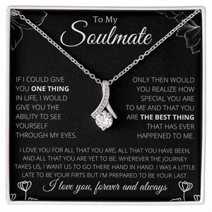 Ribbon Necklace To My Soulmate - Necklace Birthday Gift for Girlfriend, Necklace for Wife, Gift for Future Wife's Birthday - 4Lovebirds