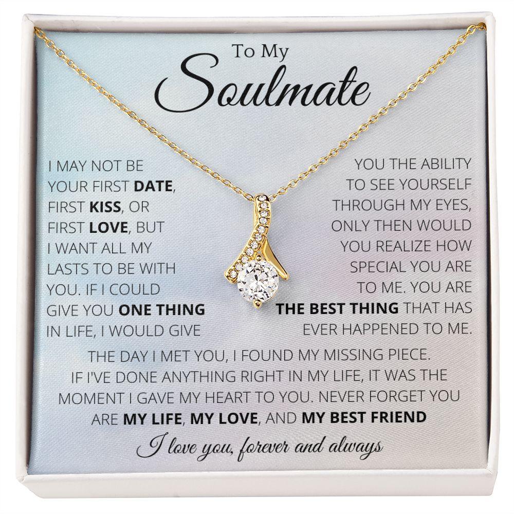 Ribbon Necklace To My Soulmate - Necklace Birthday Gift for Girlfriend, Necklace for Wife, Gift for Future Wife's Birthday - 4Lovebirds