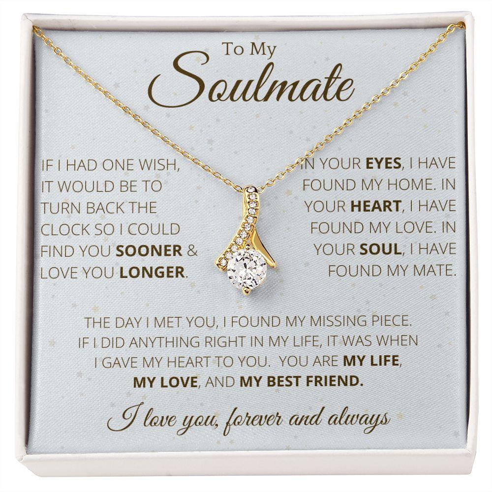 Ribbon Necklace To My Soulmate - Necklace Birthday Gift for Girlfriend, Necklace for Wife, Gift for Future Wife's Birthday - 4Lovebirds