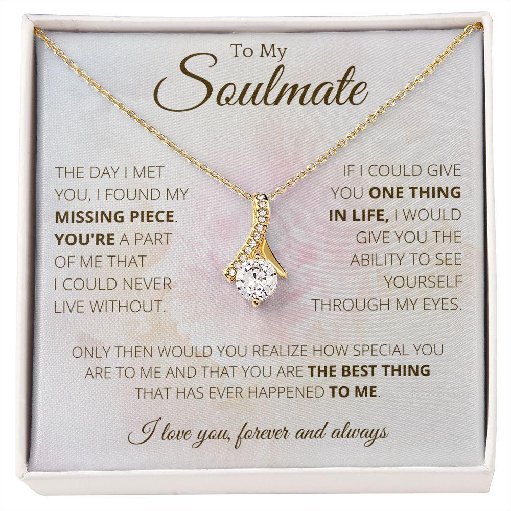 Ribbon Necklace To My Soulmate - Necklace Birthday Gift for Girlfriend, Necklace for Wife, Gift for Future Wife's Birthday - 4Lovebirds