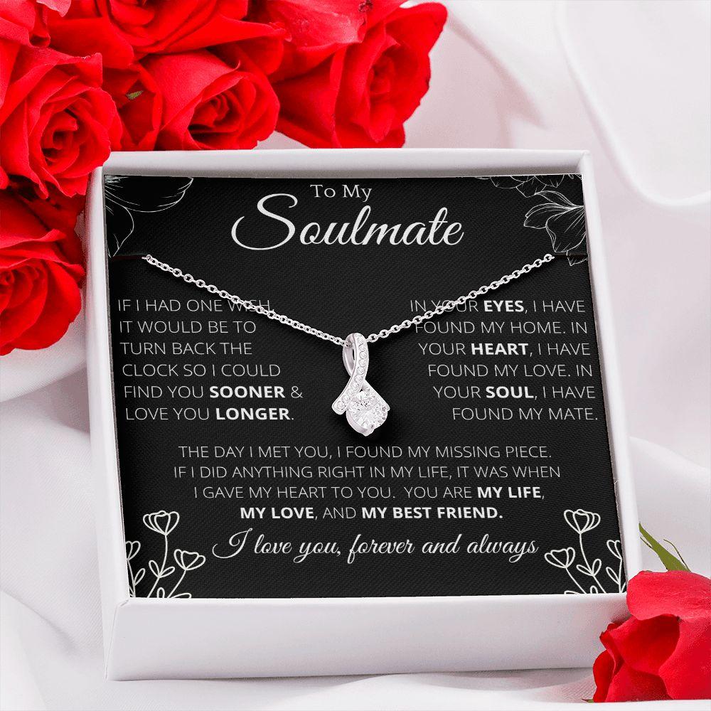 Ribbon Necklace To My Soulmate - Necklace Birthday Gift for Girlfriend, Necklace for Wife, Gift for Future Wife's Birthday - 4Lovebirds