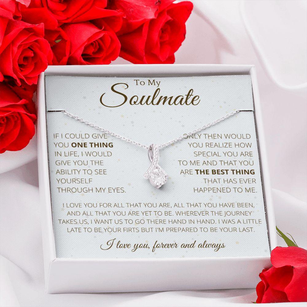 Ribbon Necklace To My Soulmate - Necklace Birthday Gift for Girlfriend, Necklace for Wife, Gift for Future Wife's Birthday - 4Lovebirds