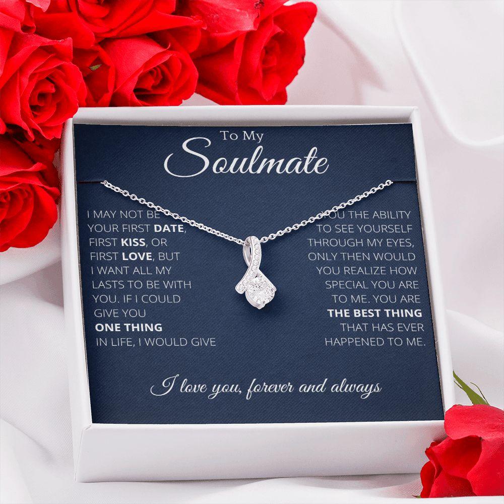 Ribbon Necklace To My Soulmate - Necklace Birthday Gift for Girlfriend, Necklace for Wife, Gift for Future Wife's Birthday - 4Lovebirds