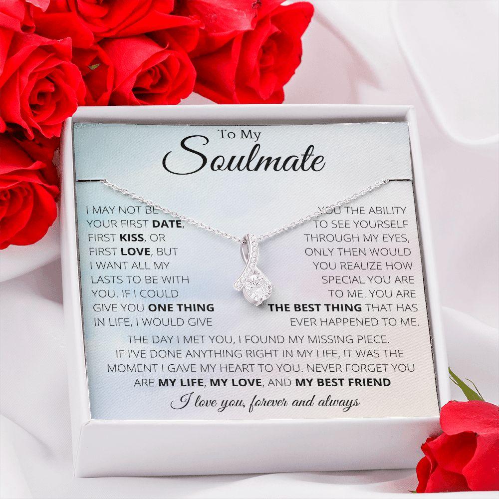 Ribbon Necklace To My Soulmate - Necklace Birthday Gift for Girlfriend, Necklace for Wife, Gift for Future Wife's Birthday - 4Lovebirds