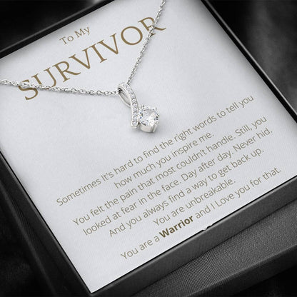Survivor Ribbon Necklace - Inspiring Gift - 4Lovebirds
