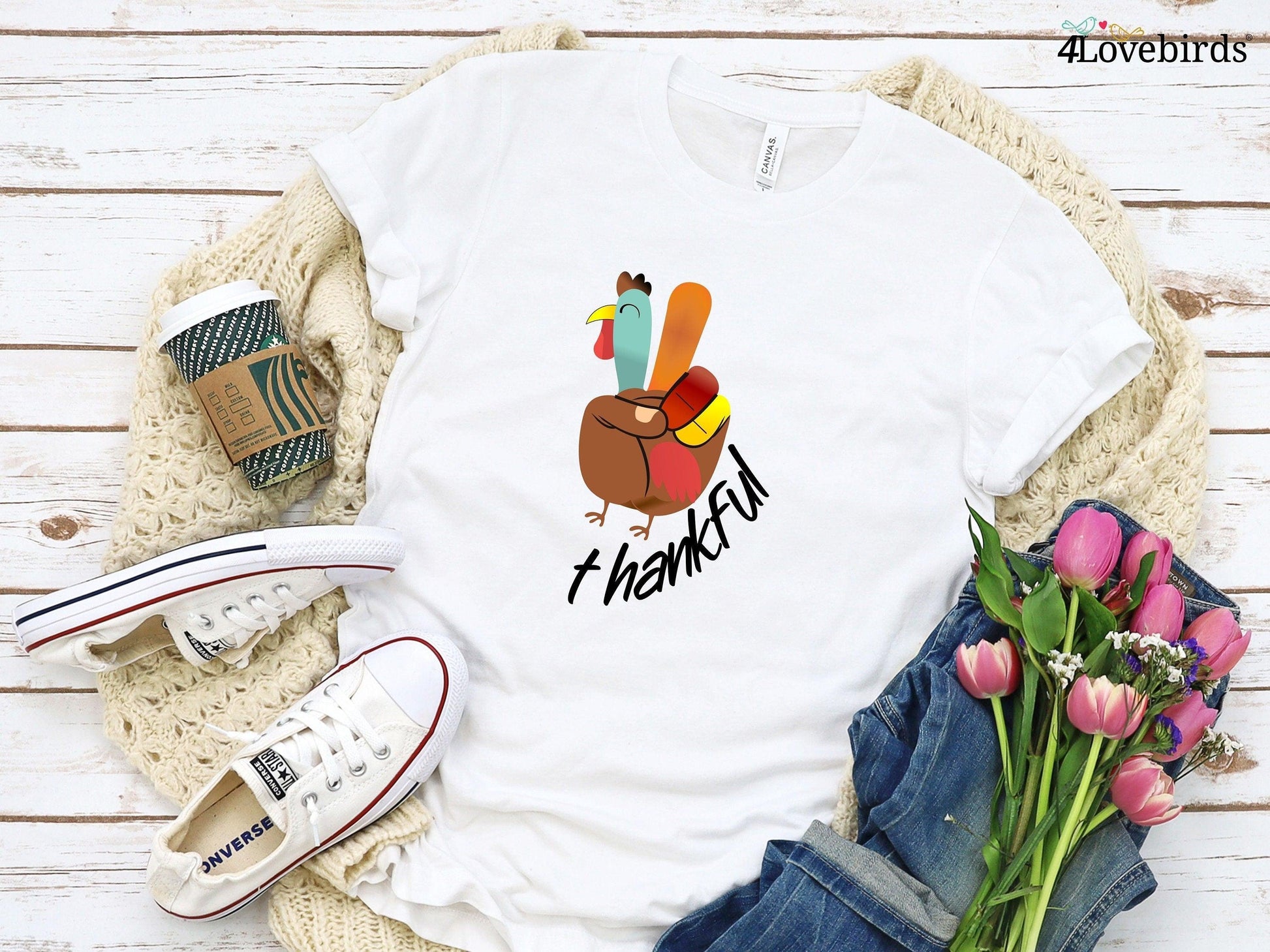 Thankful Turkey Hoodie, Thankful T-shirt, Thanksgiving Funny Shirt, Funny Turkey Shirt, Thankful Funny Shirt, Peace Turkey Shirt, Turkey Tee - 4Lovebirds