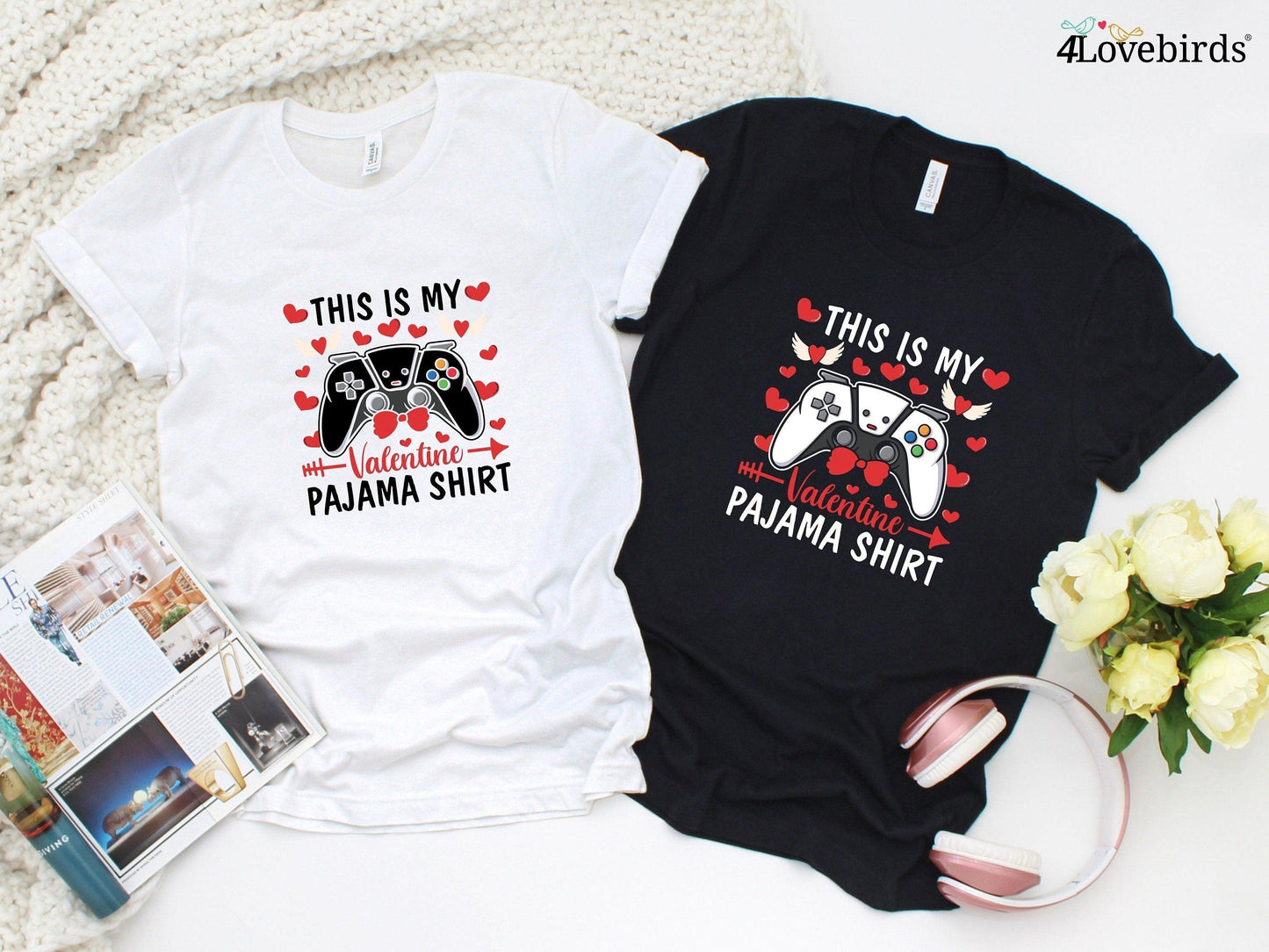 This is my valentine pajama shirt, Lovers T-shirt, Gift for Couple, Valentine Sweatshirt, Gaming Couple Longsleeve, Geek Couple Hoodie - 4Lovebirds