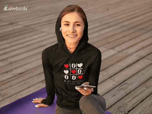 Tic Tac Toe Heart Hoodie, Valentines Day Shirt, Valentines Shirt, XOXO Shirt, Love Longsleeve, Be Mine, Valentine Gift, Valentines Day Gift - 4Lovebirds