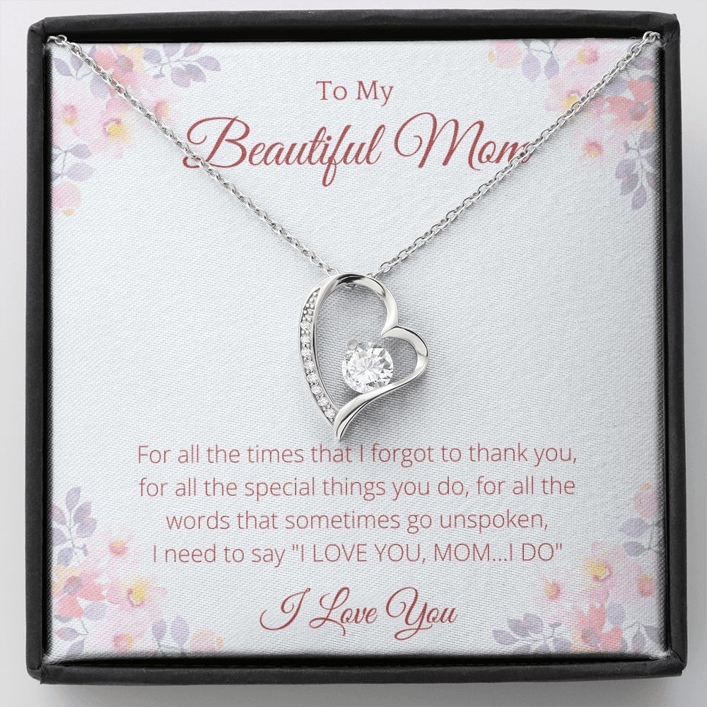 To My Beautiful Mom Heart Necklace, Mother's Day Gift From Daughter, Mom Gift From Son, Mom Necklace, Birthday Gift, Mother's Day Necklace - 4Lovebirds