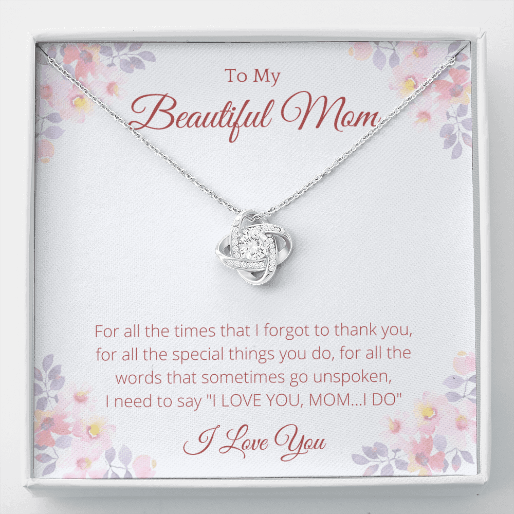 To My Beautiful Mom Knot Necklace, Mother's Day Gift From Daughter, Mom Gift From Son, Mom Necklace, Birthday Gift, Mother's Day Necklace - 4Lovebirds
