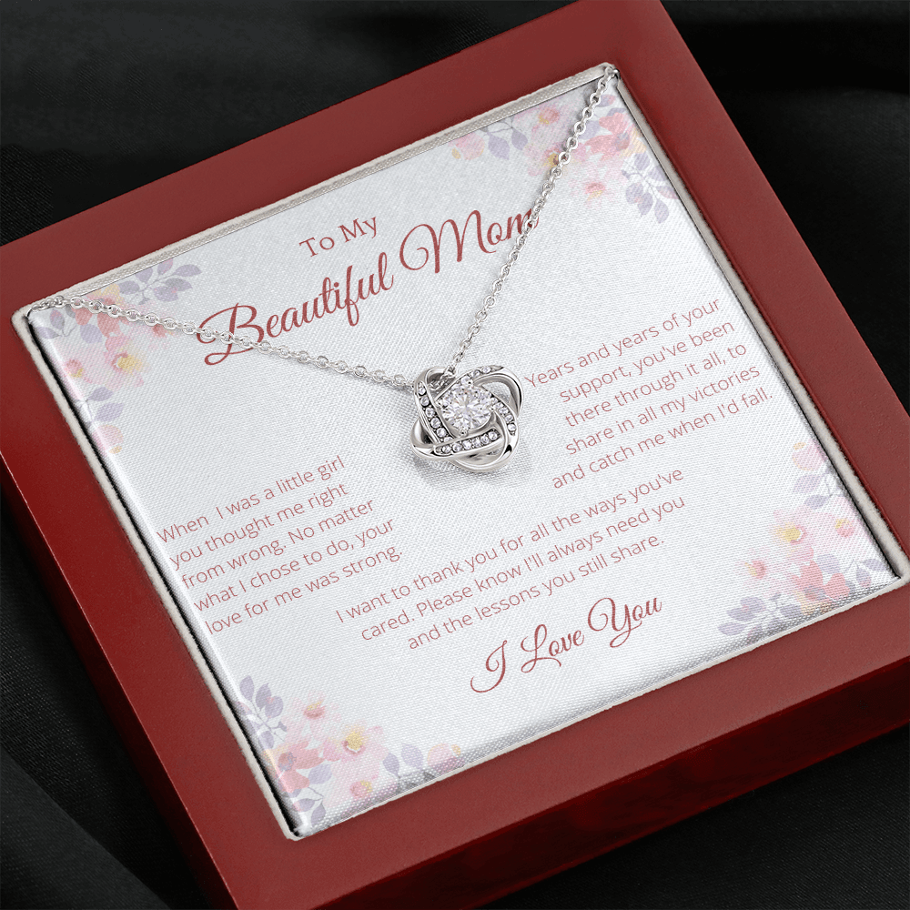 To My Beautiful Mom Knot Necklace, Mother's Day Gift From Daughter, Mom Gift From Son, Mom Necklace, Birthday Gift, Mother's Day Necklace - 4Lovebirds