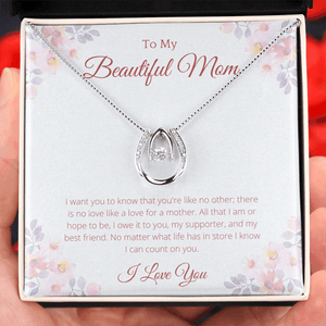 To My Beautiful Mom Lucky Necklace, Mother's Day Gift From Daughter, Mom Gift From Son, Mom Necklace, Birthday Gift, Mother's Day Necklace - 4Lovebirds