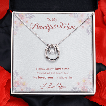 To My Beautiful Mom Lucky Necklace, Mother's Day Gift From Daughter, Mom Gift From Son, Mom Necklace, Birthday Gift, Mother's Day Necklace - 4Lovebirds