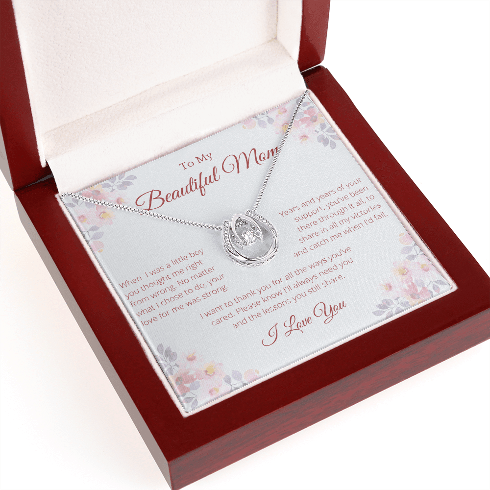 To My Beautiful Mom Lucky Necklace, Mother's Day Gift From Daughter, Mom Gift From Son, Mom Necklace, Birthday Gift, Mother's Day Necklace - 4Lovebirds
