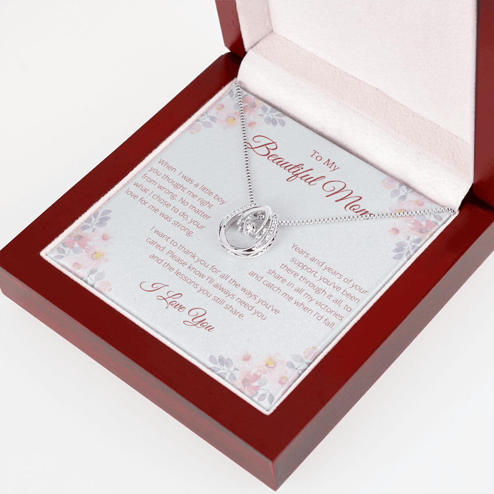 To My Beautiful Mom Lucky Necklace, Mother's Day Gift From Daughter, Mom Gift From Son, Mom Necklace, Birthday Gift, Mother's Day Necklace - 4Lovebirds