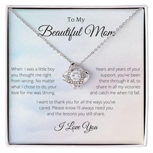 To My Beautiful Mom Necklace, Mother's Day Gift From Daughter, Mom Gift From Son, Mom Necklace, Birthday Gift, Mother's Day Necklace - 4Lovebirds