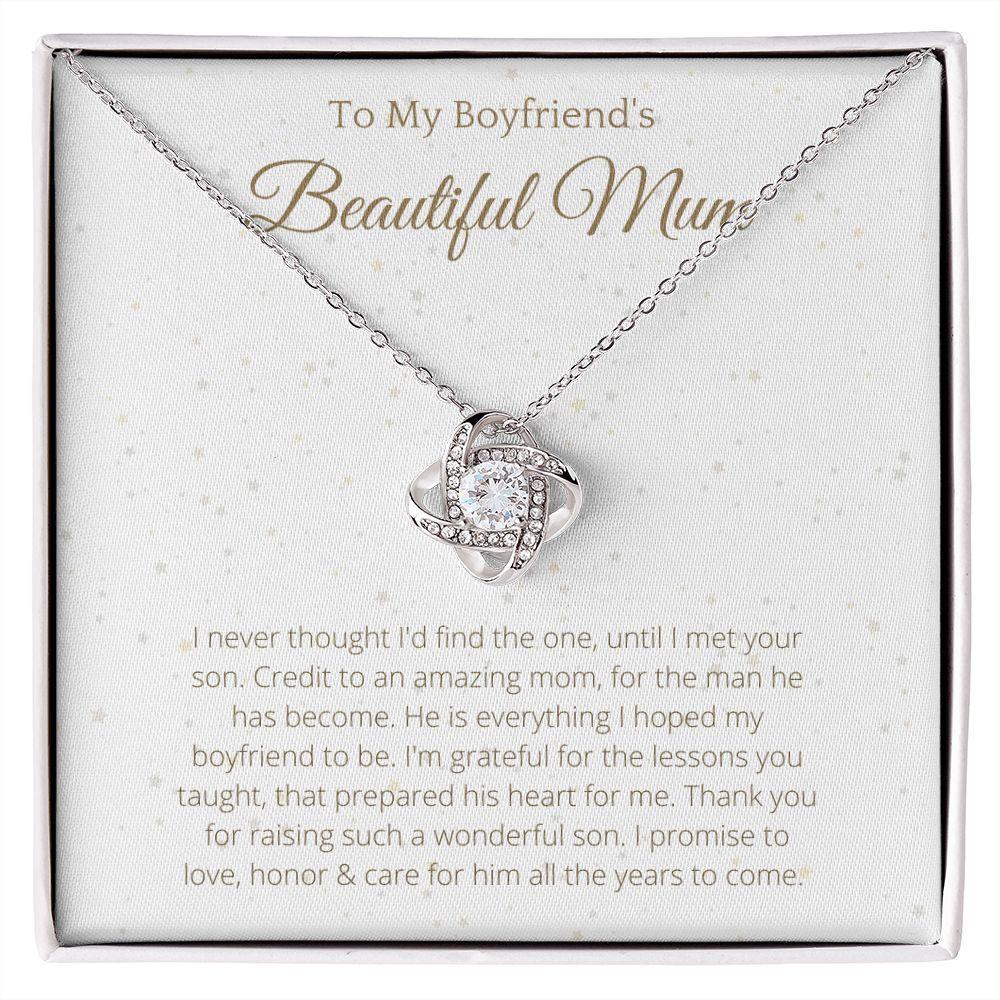 To my Boyfriend's Mom Lovely Knot Necklace - Christmas Gift for Boyfriends Mom, Pendant Necklace, Mothers Day Gift for Boyfriends - 4Lovebirds