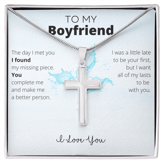 To My Boyfriend Stainless Steel Cross Necklace - 4Lovebirds