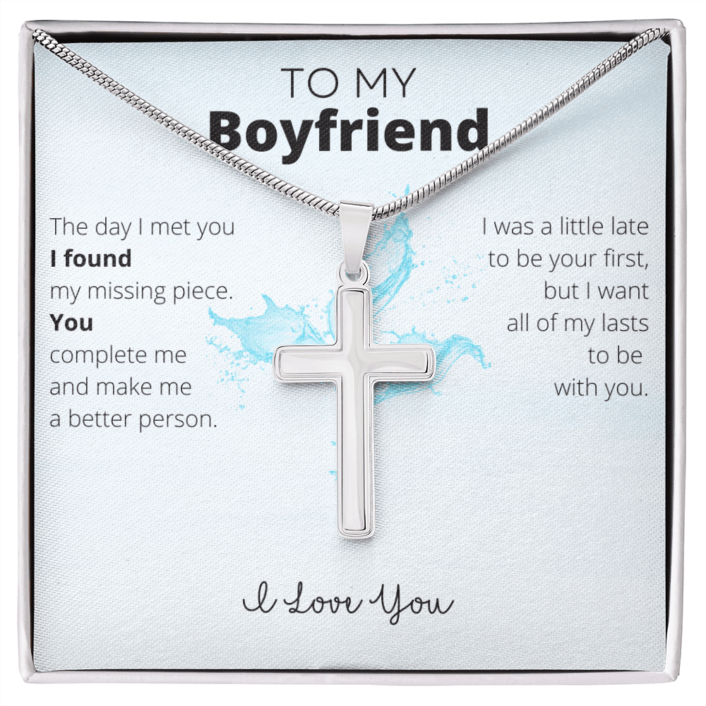 To My Boyfriend Stainless Steel Cross Necklace - 4Lovebirds