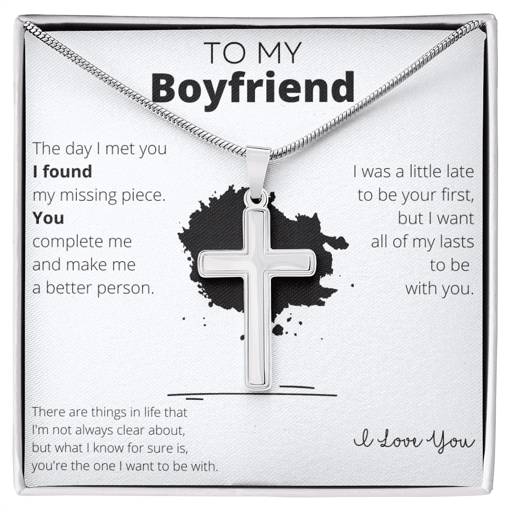 To My Boyfriend Stainless Steel Cross Necklace - 4Lovebirds