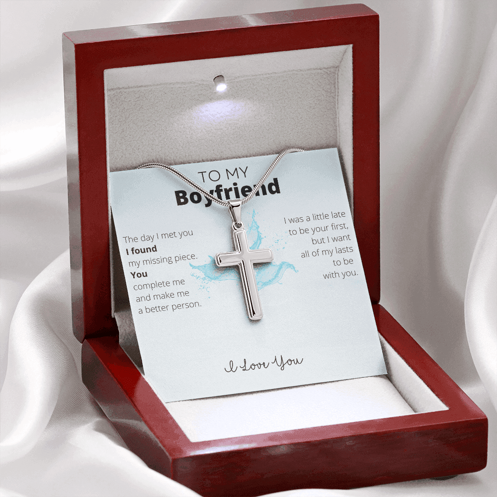 To My Boyfriend Stainless Steel Cross Necklace - 4Lovebirds