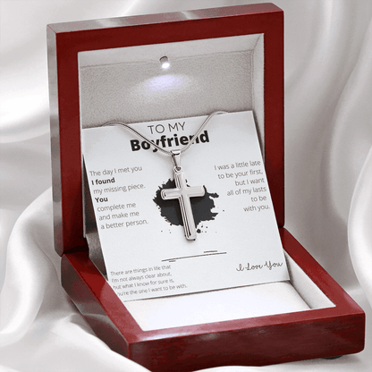 To My Boyfriend Stainless Steel Cross Necklace - 4Lovebirds