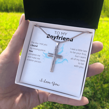 To My Boyfriend Stainless Steel Cross Necklace - 4Lovebirds