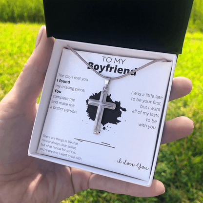 To My Boyfriend Stainless Steel Cross Necklace - 4Lovebirds