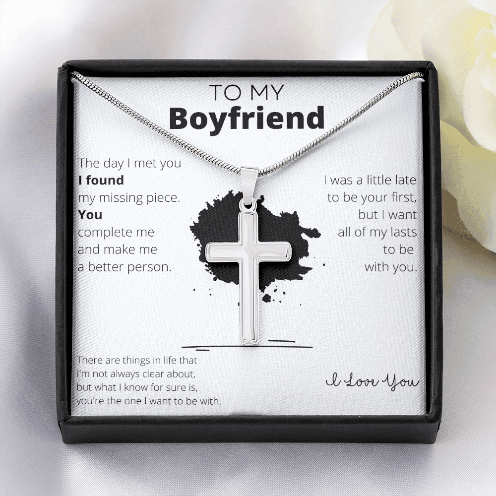 To My Boyfriend Stainless Steel Cross Necklace - 4Lovebirds