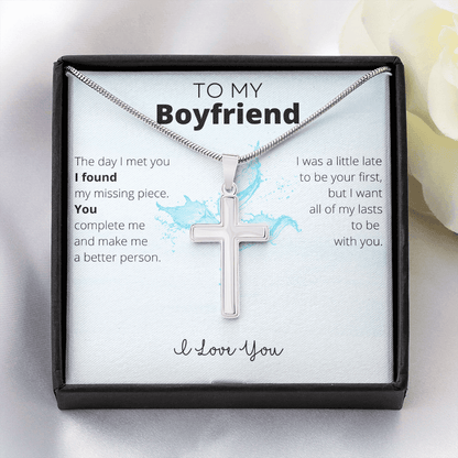 To My Boyfriend Stainless Steel Cross Necklace - 4Lovebirds