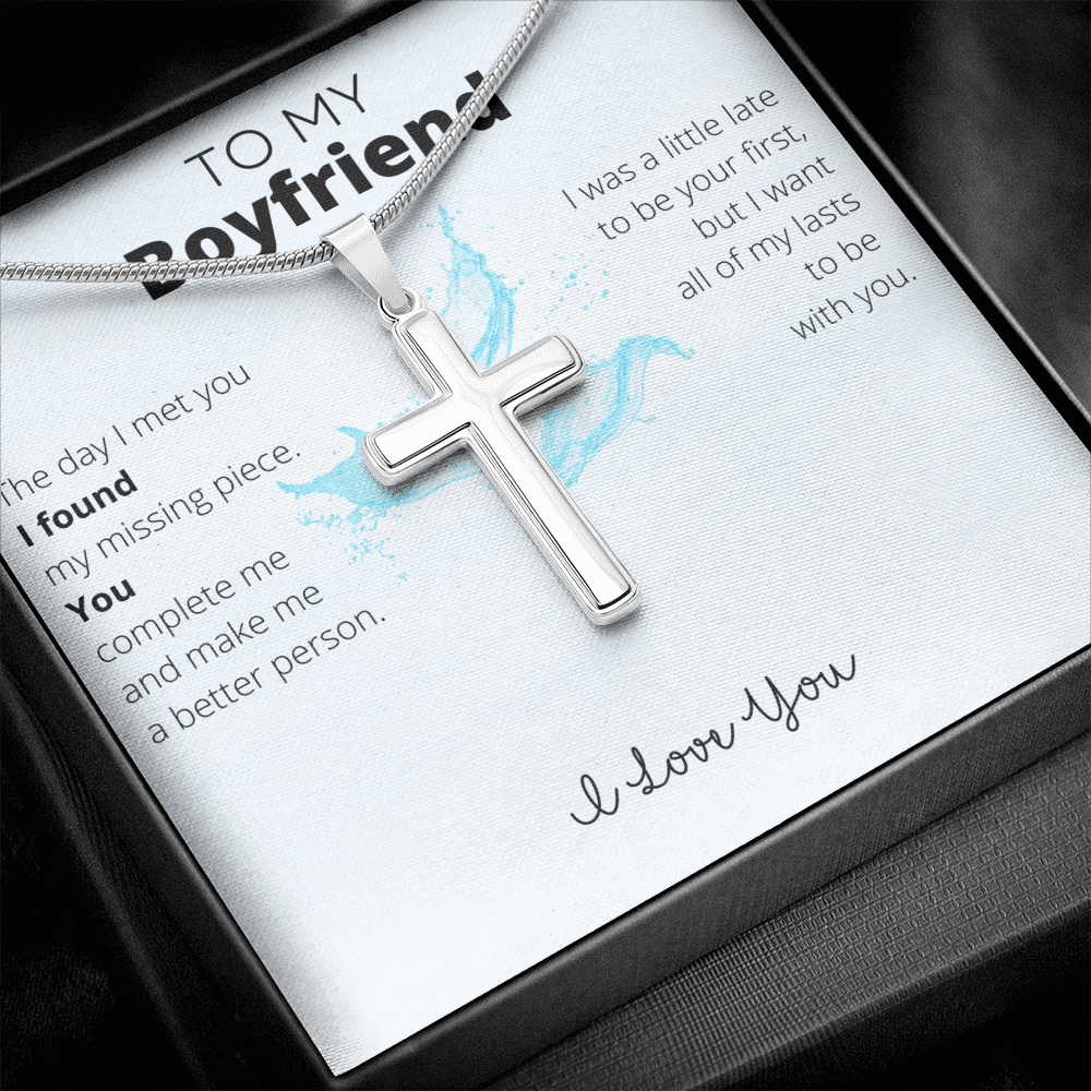 To My Boyfriend Stainless Steel Cross Necklace - 4Lovebirds