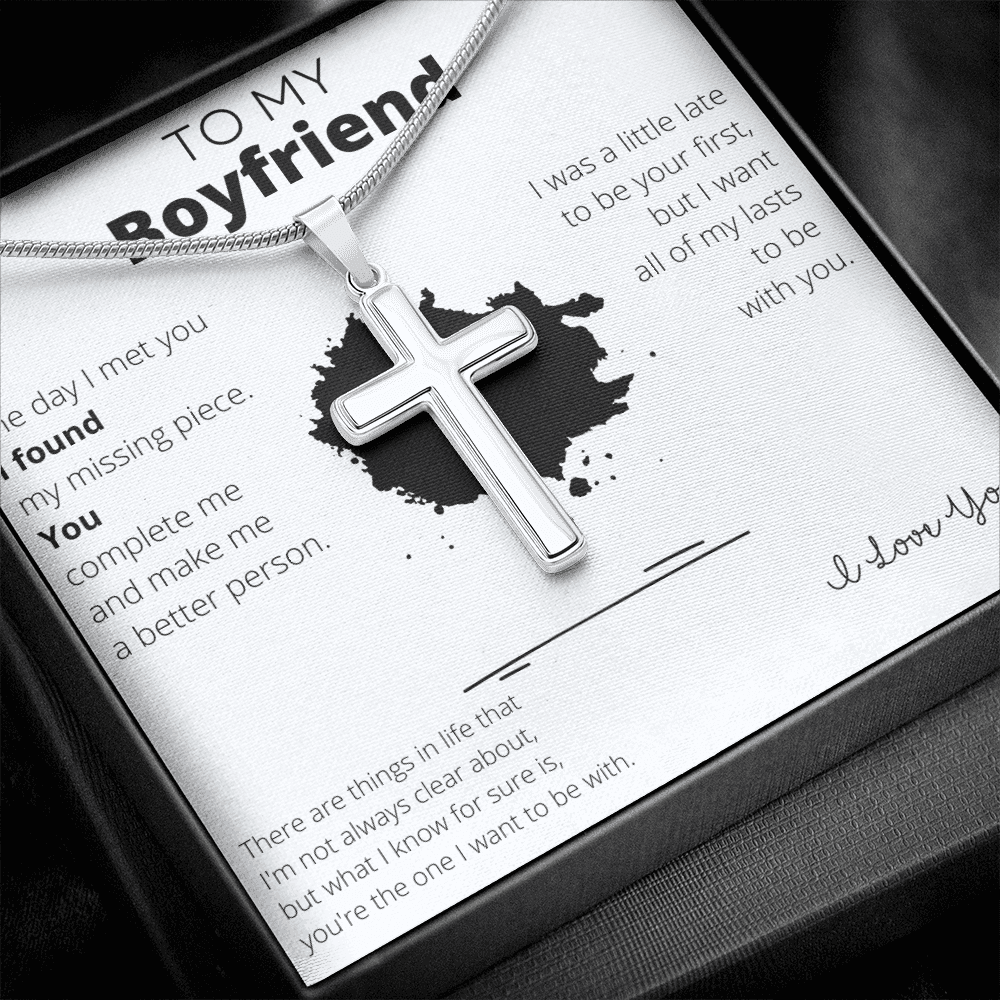 To My Boyfriend Stainless Steel Cross Necklace - 4Lovebirds