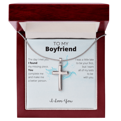 To My Boyfriend Stainless Steel Cross Necklace - 4Lovebirds