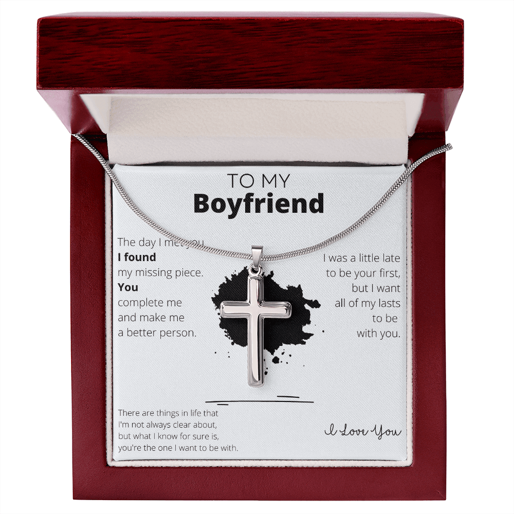 To My Boyfriend Stainless Steel Cross Necklace - 4Lovebirds