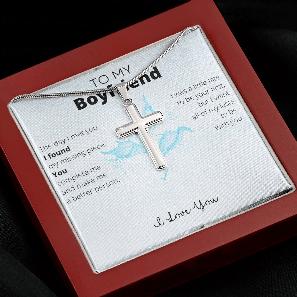 To My Boyfriend Stainless Steel Cross Necklace - 4Lovebirds