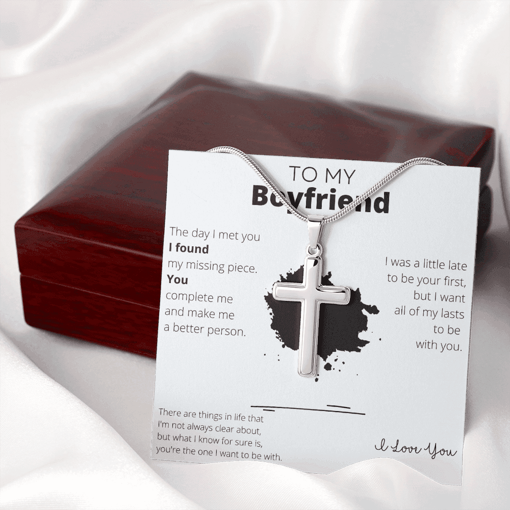 To My Boyfriend Stainless Steel Cross Necklace - 4Lovebirds