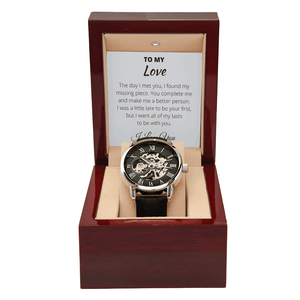 To My Love - Custom Men's Openwork Watch With Message and Luxury Box - 4Lovebirds